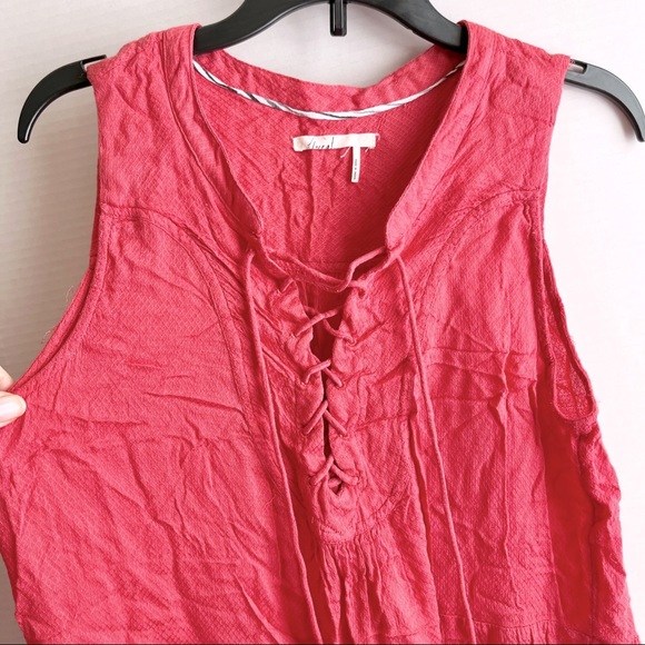 Anthropologie Floreat Pink Lace Up Tank Top Tunic Tiered Flowy Women Medium - Picture 5 of 7